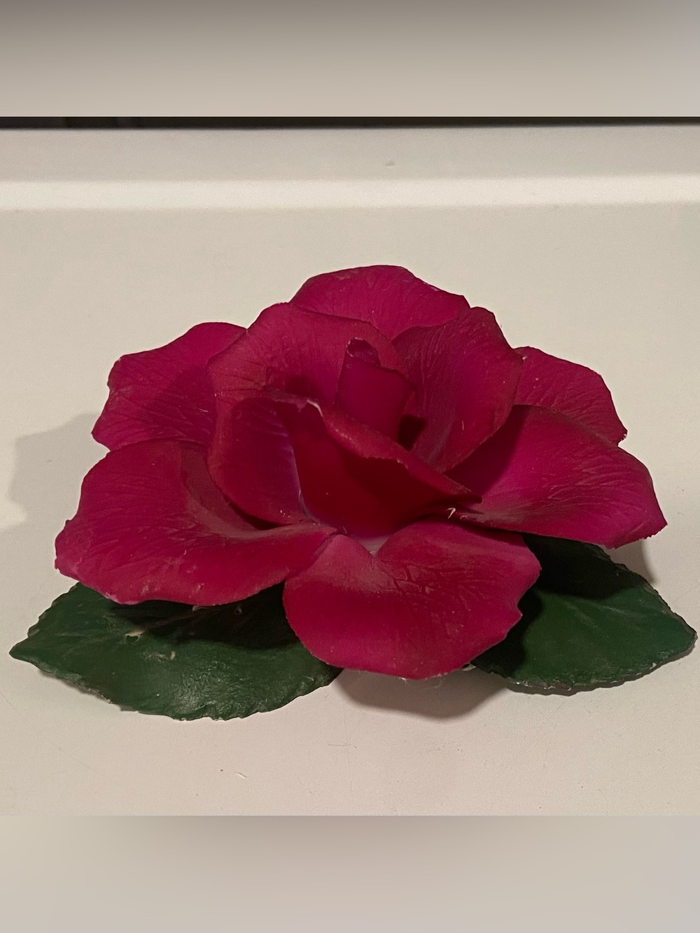 Vintage Capodimonte Rose Accent Flower in Deep Red made in Italy